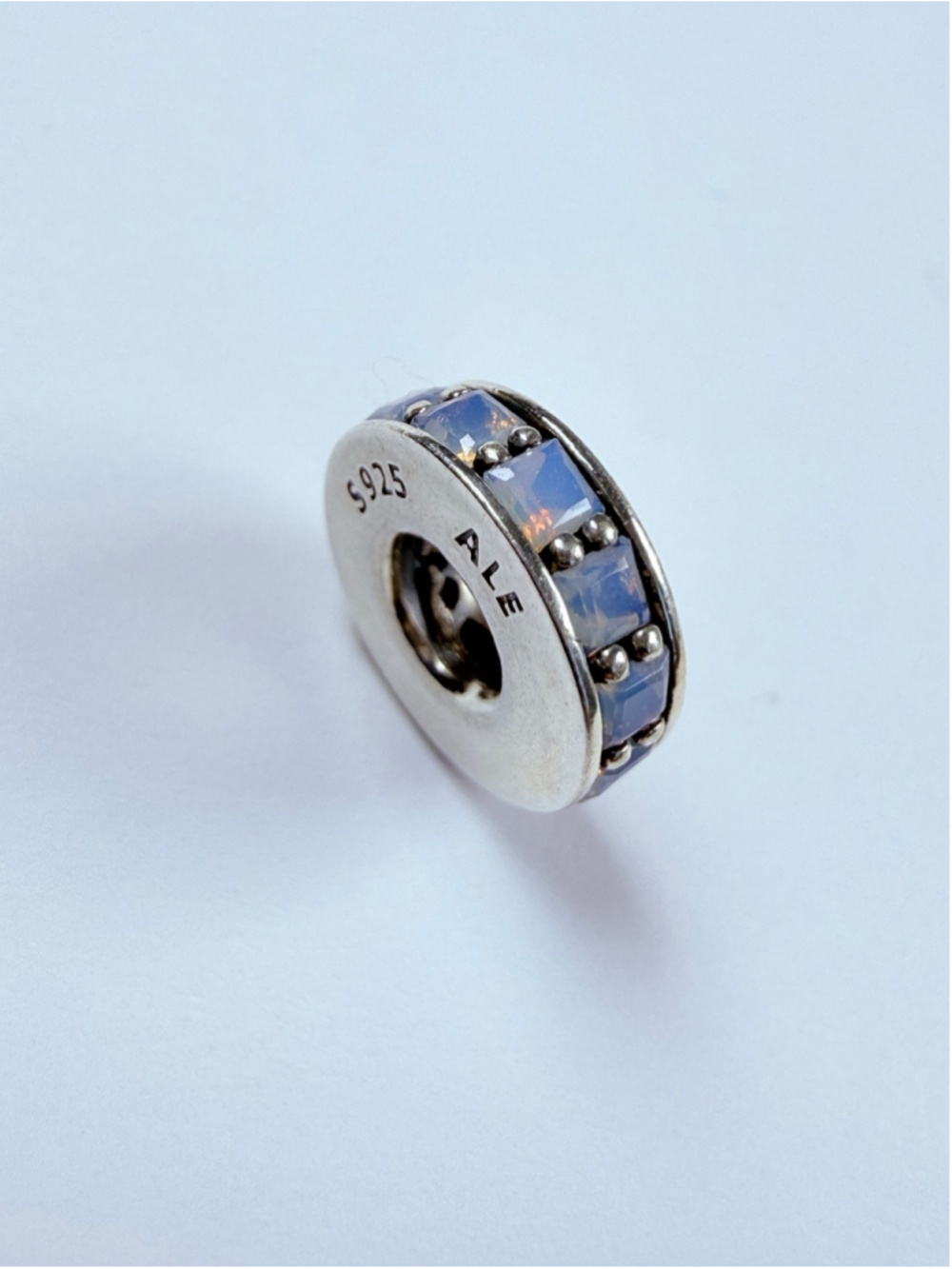 Pandora Opalescent Crystal Eternity Spacer Sterling Silver Bead Charm ALE (B2)